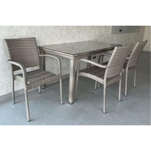 Комплект плетеной мебели T256C/Y376C-W85 Latte (4+1) + подушки на стульях