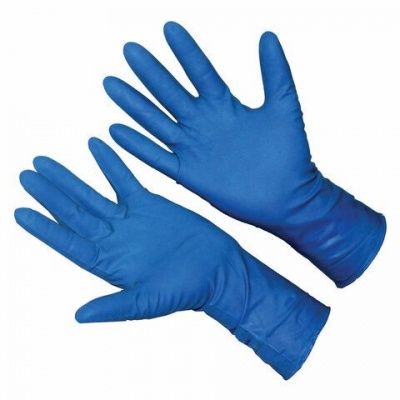 Перчатки латексные прочные (High Risk) КОМПЛЕКТ 25 пар (50 шт.) неопудренные, размер M, синие, ADM, HR002G