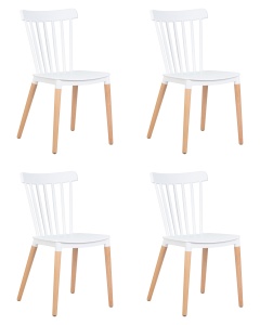 Набор 4 шт Стул обеденный DOBRIN THEO, ножки светлый бук, цвет белый (W-02)