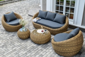 "Барселона" лаунж-зона из искусственного ротанга, цвет соломенныйцвет соломенный