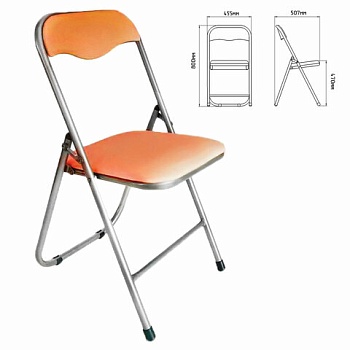 Стул складной для дома и офиса РС04, серебристый каркас, кожзам песочный