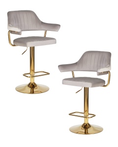 Набор 2 шт Стул барный DOBRIN CHARLY GOLD, серый велюр (MJ9-75)