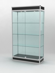 Витрина "ПРОФИЛЬ ПОДИУМ" №1-400-2 (задняя стенка - стекло), Черный