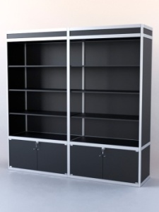 Витрина-стеллаж из ал.профиля №1-1 (2-ух метровая), Черный