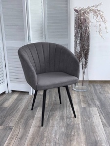 Стул МИШЕЛЬ 360 град. поворот. B28 Темно-серый, велюр / черный каркас,