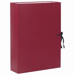 Короб архивный А4 (240х330 мм), 70 мм, 2 завязки, бумвинил, до 600 листов, бордовый, 122036