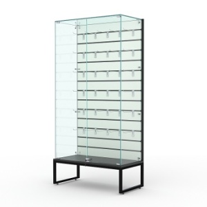 Витрина стеклянная "ЛОФТ СТИЛЬ ПОДИУМ" №9-ЭП (с дверками, задняя стенка - экономпанель), Черный