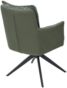Стул ДЖОЗЕФ (JOSEF) 360 поворот. HAGA-74 Зеленый, ткань/ HJ002-18 Зеленый, экокожа / черный, ®DISAUR