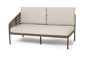 "Канны" правый модуль плетеный из роупа, каркас алюминий коричневый (RAL8016) муар, роуп коричневый круглый, ткань бежевая 035цвет коричневый