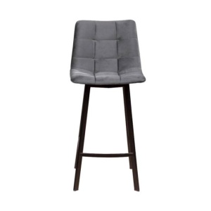 Стул полубарный UNO, бархат светло-серый / чёрный профиль