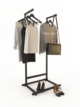 Вешалка напольная двойная DOPPIO-TACCOLA-NERO в стиле Лофт Г-образная, черная