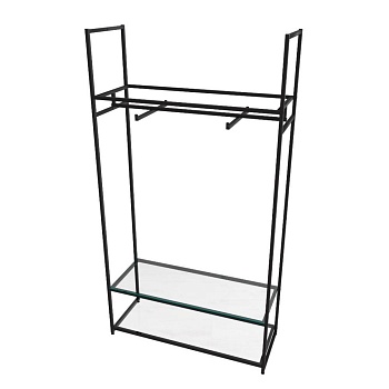 Стеллаж для одежды в стиле Лофт AС22120-06-Ч со стеклом (220х120х45)