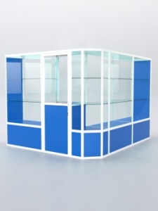 Павильон торговый из профиля угловой №3б, Делфт голубой U525 ST9 + Белый