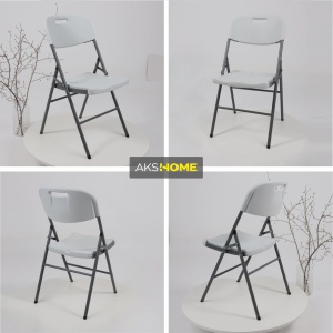 Стул садовый складной со спинкой, белый, hdpe-пластик