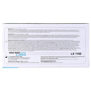 Перчатки латексные смотровые сверхпрочные SFM HIGH RISK LX 1160, 25 пар (50 шт.), L (большой)