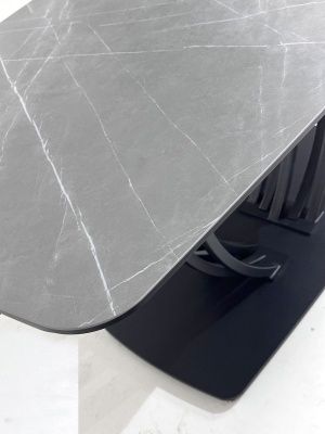Стол MATERA 160 KL-136 Серый мрамор матовый, итальянская керамика/ черный каркас, ®DISAUR