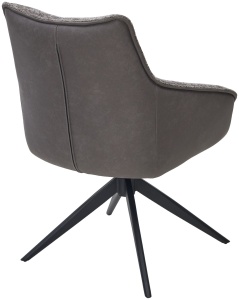 Стул ФАБИАН (FABIAN) 360град. поворот. Серый 464, экокожа/ Серый 132, ткань / черный каркас, ®DISAUR