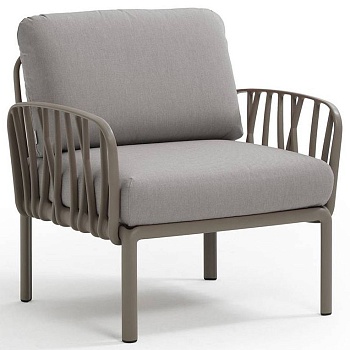 Кресло пластиковое с подушками Komodo Poltrona тортора, серый