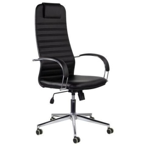 Кресло офисное BRABIX "Pilot EX-610 CH" premium, хром, кожзам, черное, 532418