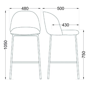 Стул барный Icon, голубой, велюр