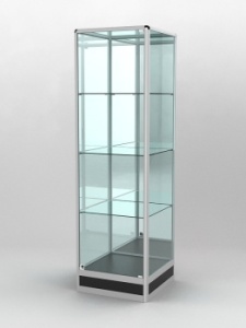 Витрина "ПРОФИЛЬ ПОДИУМ" №4-500-3 (задняя стенка - зеркало), Черный