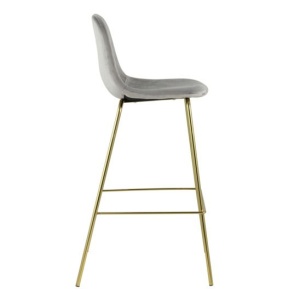 Стул барный Валенсия, велюр серый, золотые ножки