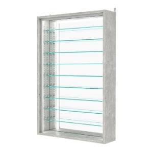 Витрина настенная с регулировочными полками №2-6Г-РЕГ-П с зеркалом, Метрополитан Грей