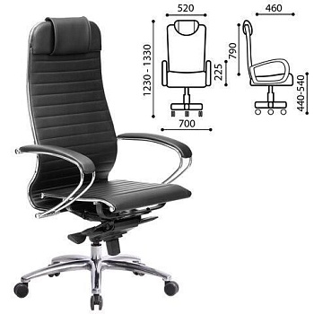 Кресло офисное МЕТТА "SAMURAI" K-1, кожа, черное