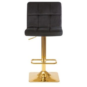 Барный стул Арканес, золотая база, велюр черный