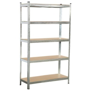 Стеллаж металлический BOOMHOUSE (БУМХАУС) безболтовой, 1800x1050x400 мм, 5 полок МДФ, нагрузка на стеллаж до 875 кг, серебристый, 291413