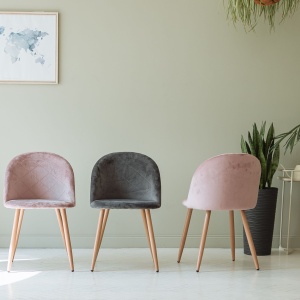 Стул Honnor, серый, велюр, цвет каркаса дуб