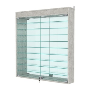 Витрина настенная №4-8А с зеркалом и с подсветкой, Метрополитан Грей