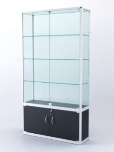 Витрина "ПРЯМОУГОЛЬНАЯ" №2-300-2 (задняя стенка - стекло), Черный