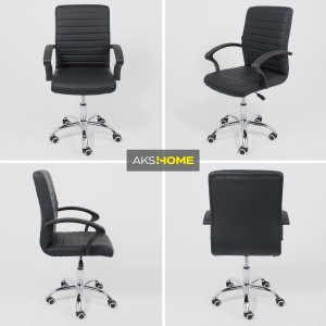 Кресло поворотное James, чёрный, экокожа