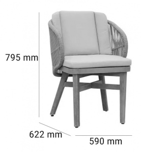 Кресло обеденное деревянное с подушками Mali натуральный