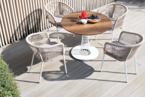 "Диего" обеденная группа на 4 персоны, круглый стол "дуб", цвет бежевыйцвет Бежевый