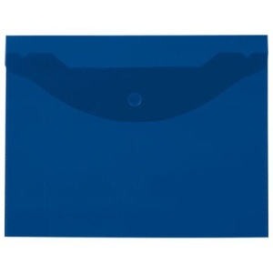 Папка-конверт с кнопкой прозрачная МАЛОГО ФОРМАТА, А5, BRAUBERG "UNIVERSAL", синяя, 0,15 мм, 273066