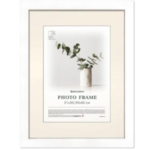 Рамка 30*40см с паспарту 21*30см небьющаяся, багет 26 мм, МДФ, BRAUBERG "Ambassador", белая, 391368