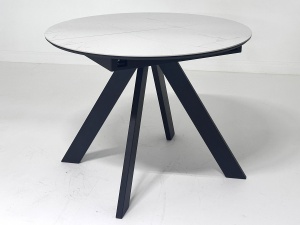 Стол БОНЖУР 100 цвет БЕЛЫЙ МРАМОР, керамика / ЧЕРНЫЙ каркас