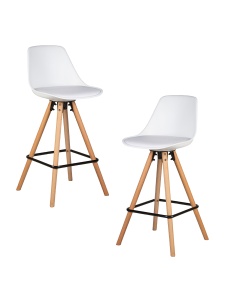 Набор 2 шт Стул полубарный DOBRIN RONNI, ножки светлый бук, белый (ZL-W-02)