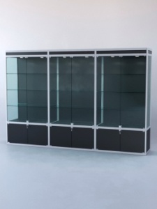 Витрина "ПРЯМОУГОЛЬНАЯ" №1-3м-500-1 (задняя стенка - ДВП), Черный