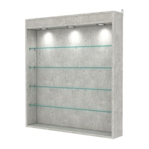 Витрина настенная с регулировочными полками №4-3Г-РЕГ с подсветкой, Метрополитан Грей