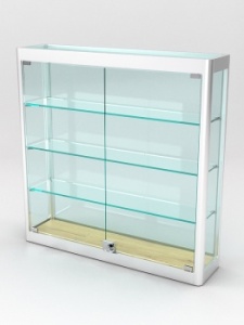 Витрина из профиля настенная "ВАЙБ ИКС" №1-3П-С-170 (задняя стенка Стекло), Дуб Золотистый