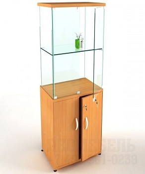 ВК-700-Ш Шкаф-витрина стеклянная цвет Белый с черной кромкой