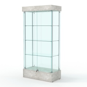 Витрина "АВРОРА" №3-1 с регулируемыми по высоте полками (зад.стенка - стекло), Метрополитан Грей