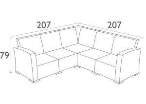 Диван пластиковый плетеный угловой с подушками Monaco Lounge Corner антрацит