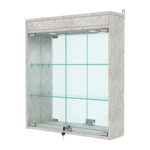 Витрина настенная №1-4А с зеркалом и подсветкой, Метрополитан Грей