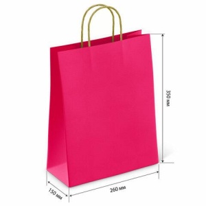 Крафт пакет бумажный Ruby red 26х15х35см с кручеными ручками, плотность 80гр/м2, моно, 112412