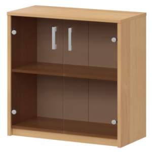 Стеллаж низкий с тонированным стеклом Арго А-302/А-стл302тон Ольха