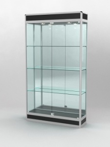 Витрина "ПРОФИЛЬ ПОДИУМ" №1-300-3 (задняя стенка - зеркало), Черный